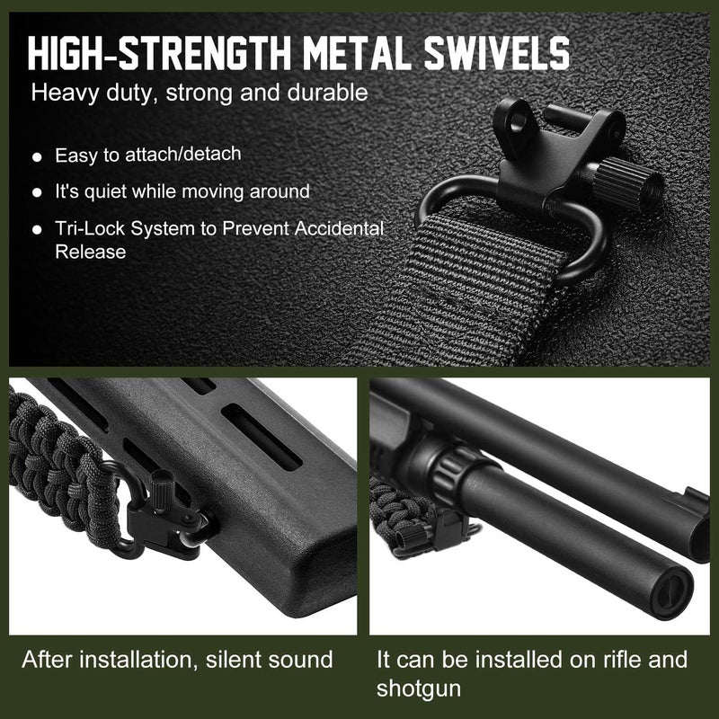 VVAAGG Two-Point Sling with Swivel, Non-Slip Paracord Sling with Adjustable Length Strap - Image 2